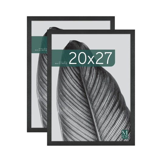 MCS Studio Gallery 20x27 Poster Frame Black Woodgrain, Vertical & Horizontal Wall Hanging Large Picture Frame for Photos, Posters & Art Prints (2-Pack)