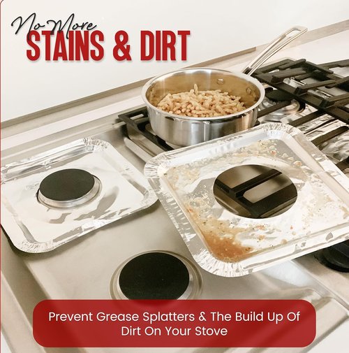 Aluminium Gas Stove Burner Covers - Heat-Resistant Disposable Liners | 50 Pack Kitchen Accessories