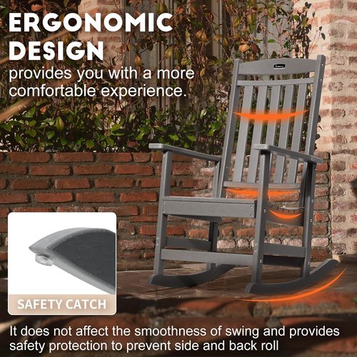 FUNBERRY Outdoor Rocking Chairs - Set of 4 All-Weather HDPE Rockers with High Back | Easy Assembly