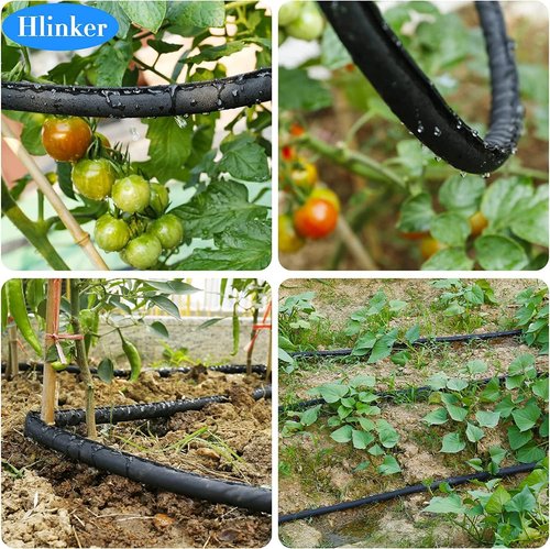Hlinker 2025 Flat Soaker Hose - 15 Ft Linkable Drip Hose with Stake | Efficient Garden Irrigation System