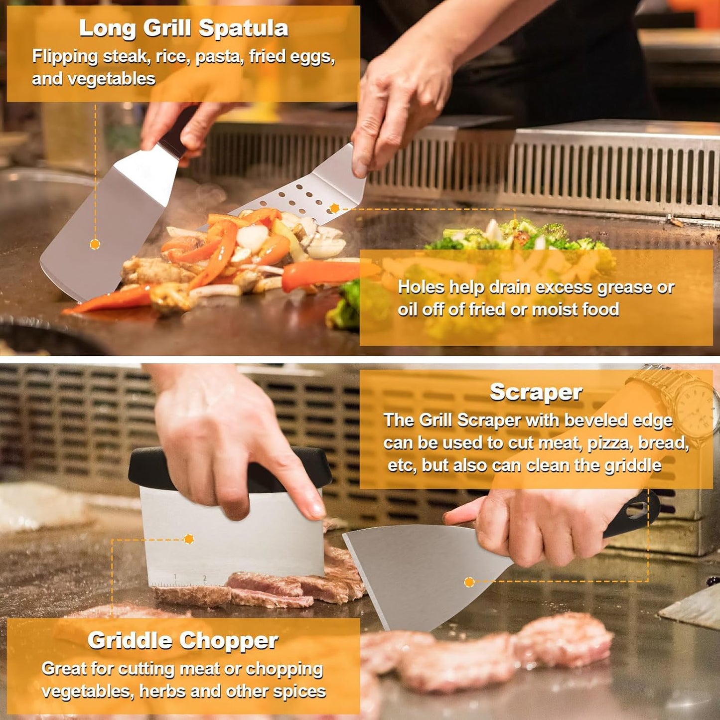 Terlulu 29-Piece Griddle Accessories Kit - Premium Flat Top Grill Tools for Blackstone & Camp Chef | Includes Spatula, Burger Press, Tongs & Carry Bag