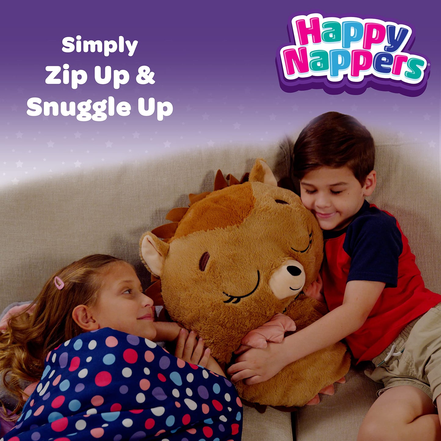 Happy Nappers Pillow & Sleepy Sack- Comfy, Cozy, Compact, Super Soft, Warm, All Season, Sleeping Bag with Pillow- Lion (Medium)