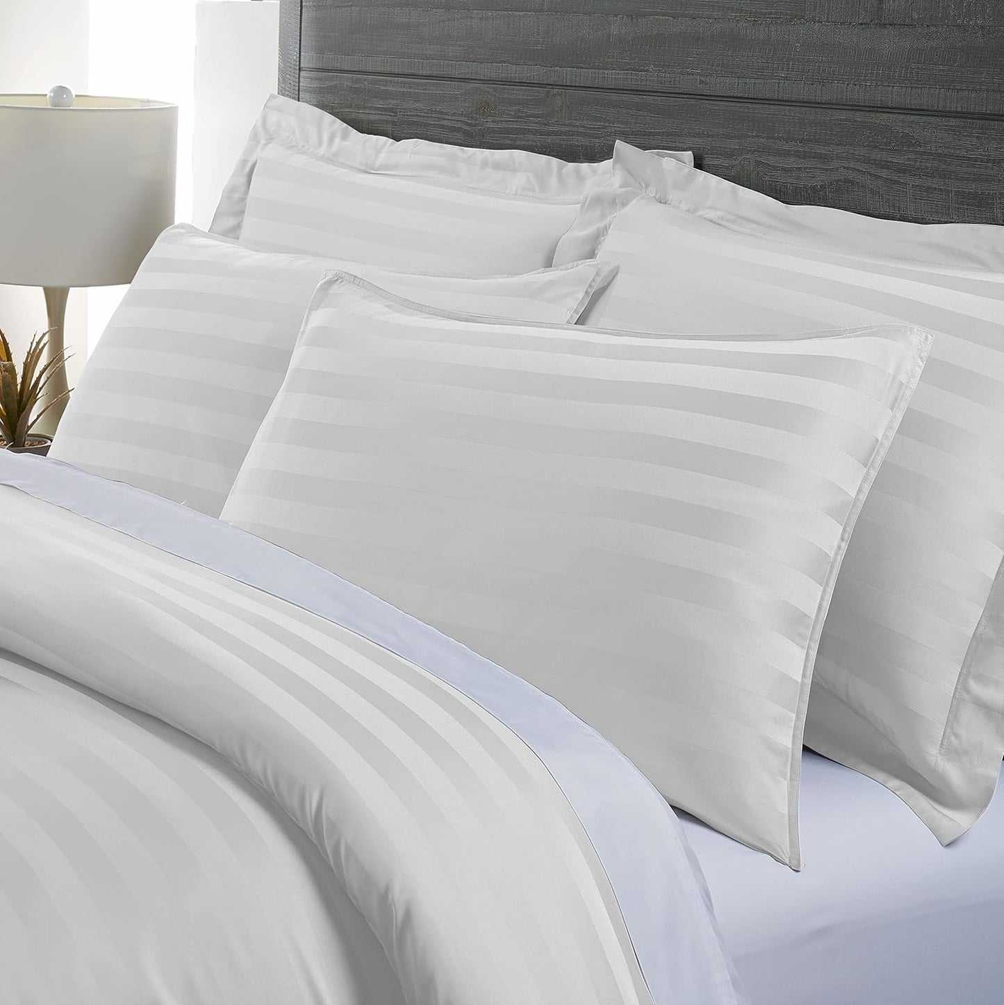 Pure Bamboo King Duvet Cover Set - Luxuriously Soft 100% Organic Viscose | Includes 2 Pillowcases (Jacquard White)