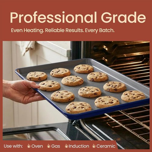 Bakken Bakeware Set - 8-Piece Nonstick Ceramic Coated Pans | Oven Safe Up to 500°F, Blue