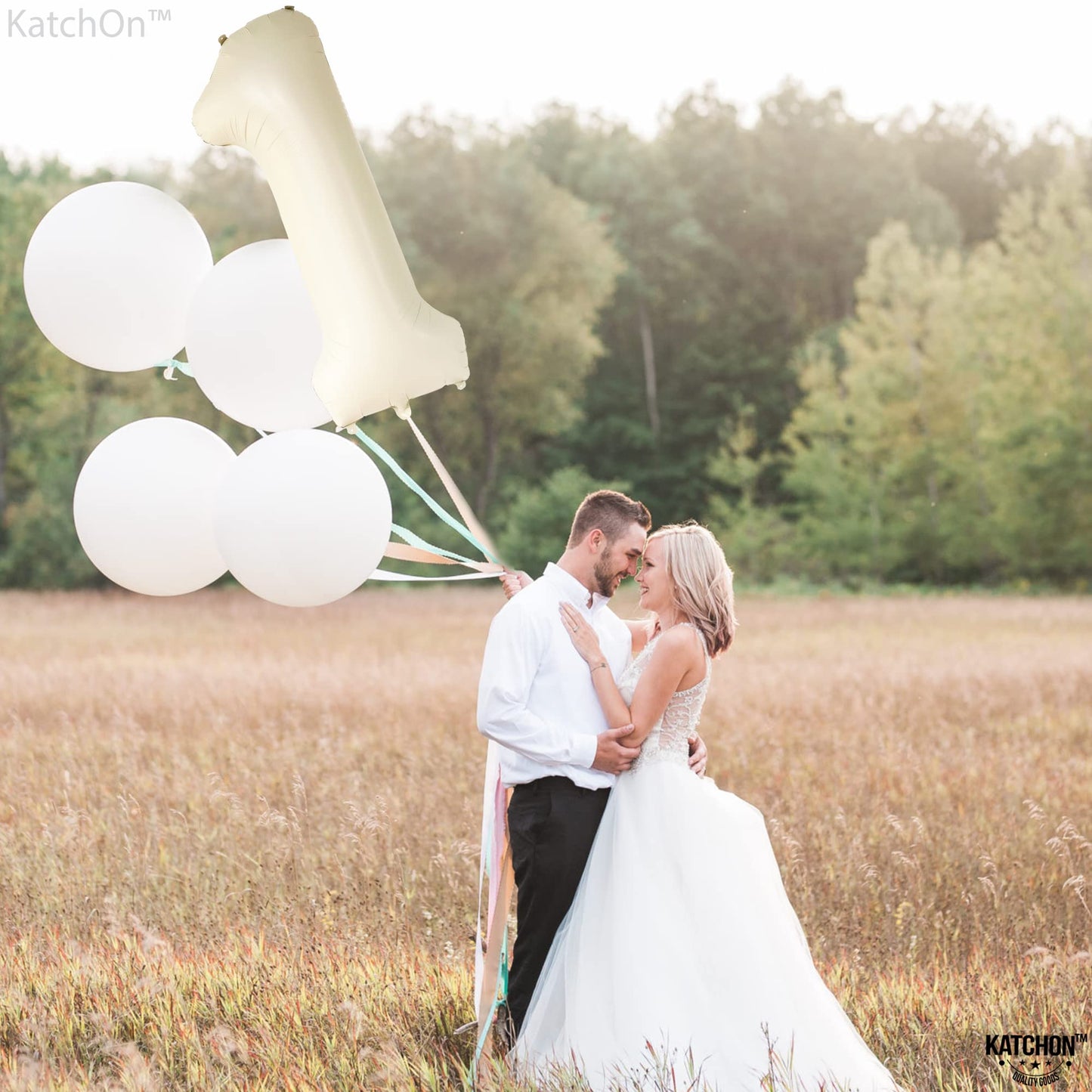 KatchOn, Cream Number 1 Balloons for 1st Birthday - Giant 40 Inch | One Balloon for First Decoration | 1 Balloon Number For The Big One Birthday Decorations | 1st Happy Anniversary Decorations