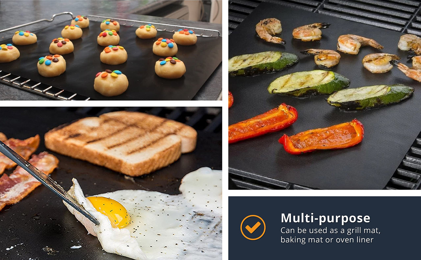 Linda's Essentials Extra Large Grill Mats for Outdoor Grill Mat (3 Pack) - Reusable Heat-Resistant Grilling Mats for Outdoor Grill, Non Stick Grill Matt, Easy Clean BBQ Mats for Outdoor Grills
