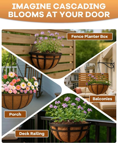 Coco Liners 36 Inch | Pre-Formed Natural Coconut Fiber for Hanging Baskets & Planters