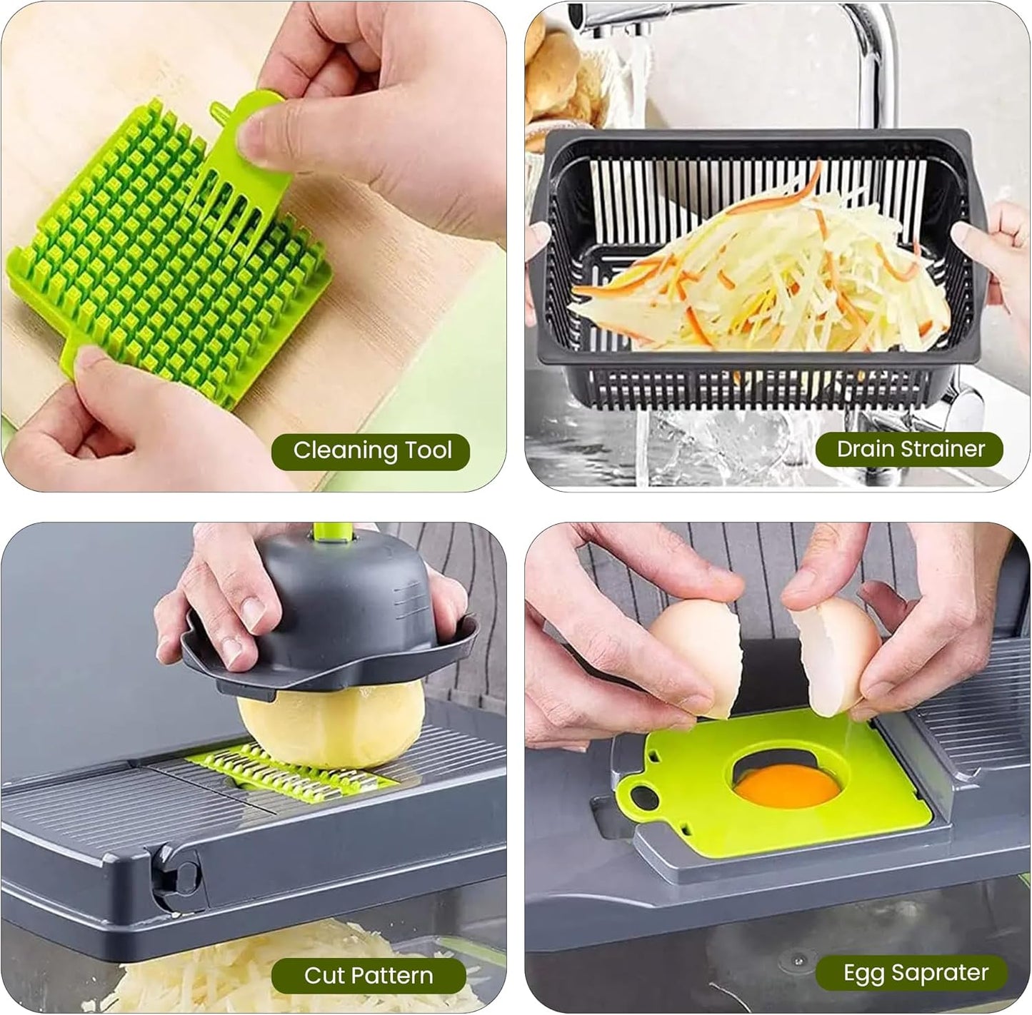 Vegetable Chopper - Skiennix 16-in-1 Food Slicer with 8 Stainless Steel Blades & Storage Container