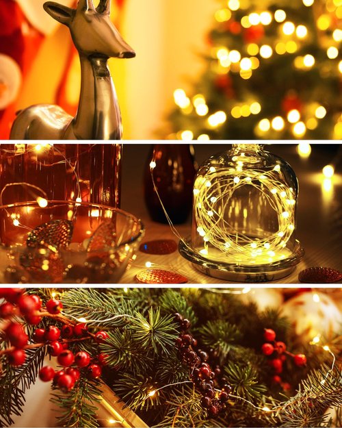 12 Pack Fairy Lights Battery Operated - 7ft 20 LED Twinkle Lights Copper Wire Mini String Lights Firefly Lights for Mason Jars DIY Crafts Christmas Wedding Party Decor, Warm White & Cool White