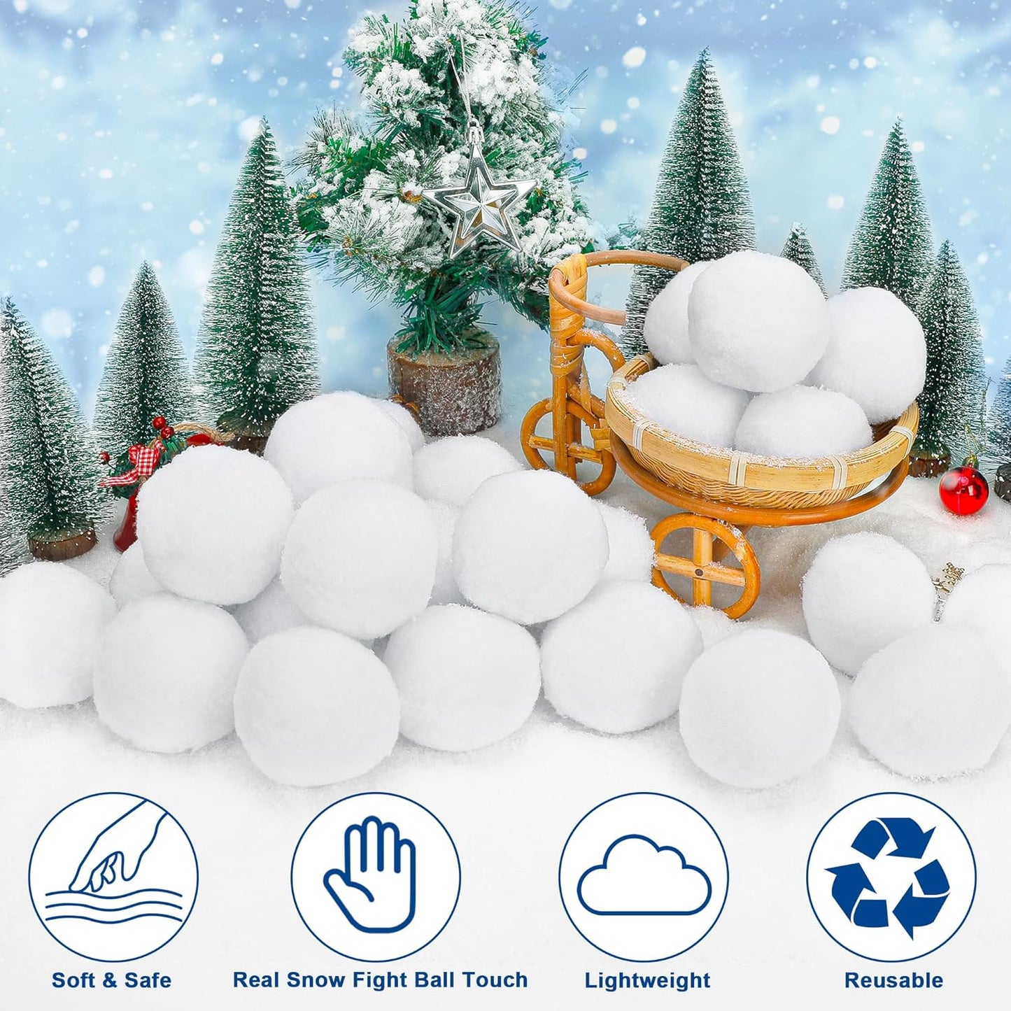 Skiennix 36 PCS Plush Snow Balls - Soft Indoor Snow Ball Fight Set for Kids | Perfect Christmas Gift