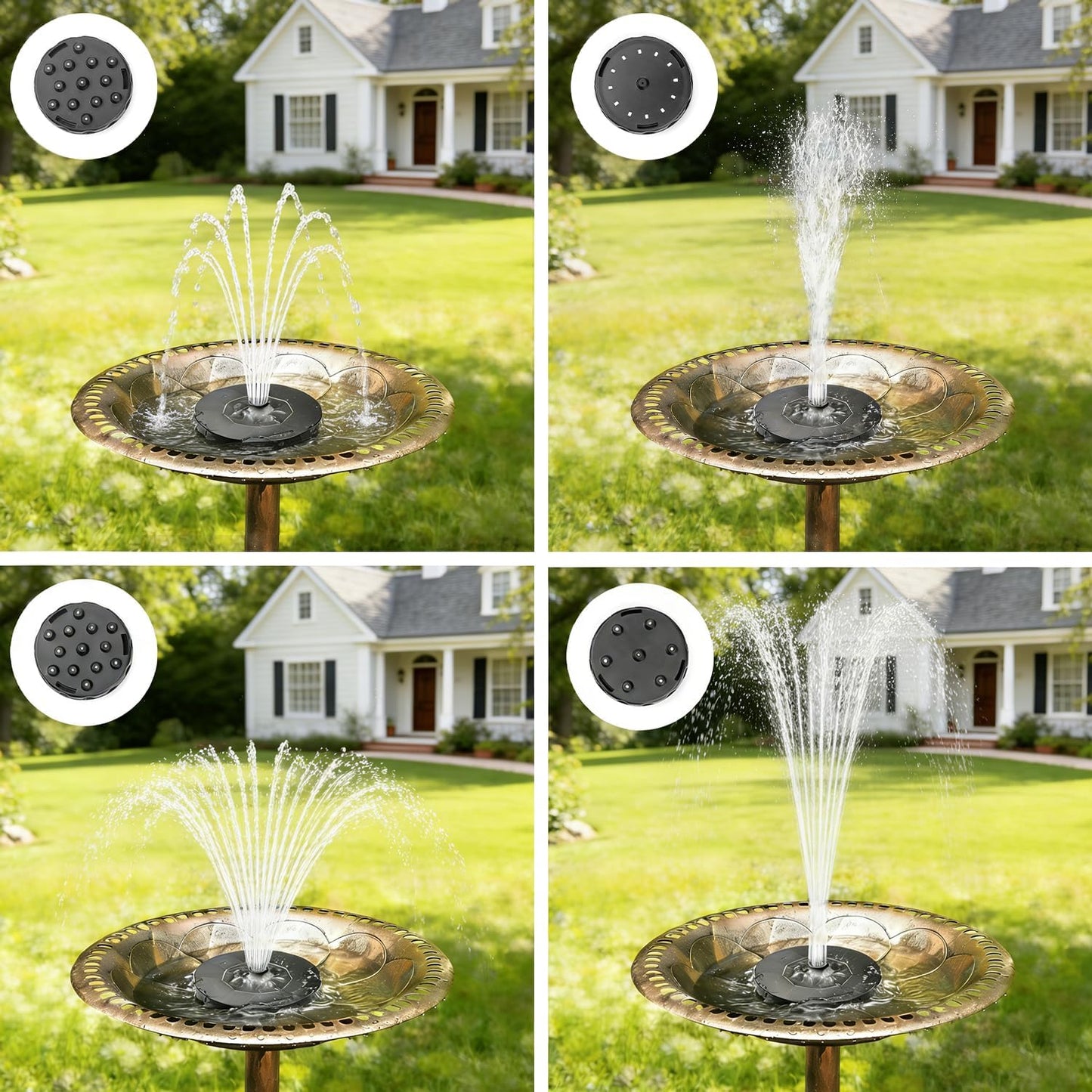Skiennix Solar Bird Bath Fountain - Free Standing Floating Water Pump for Garden & Pond