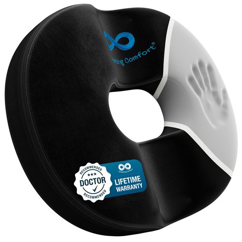 Everlasting Comfort Donut Pillow for Tailbone Pain Relief Ergonomic Seat Cushion - Hemorrhoid Pillow for Sitting- Ideal Memory Foam Coccyx Chair Cushion for Postpartum Pregnancy, Anti-Slip, Washable