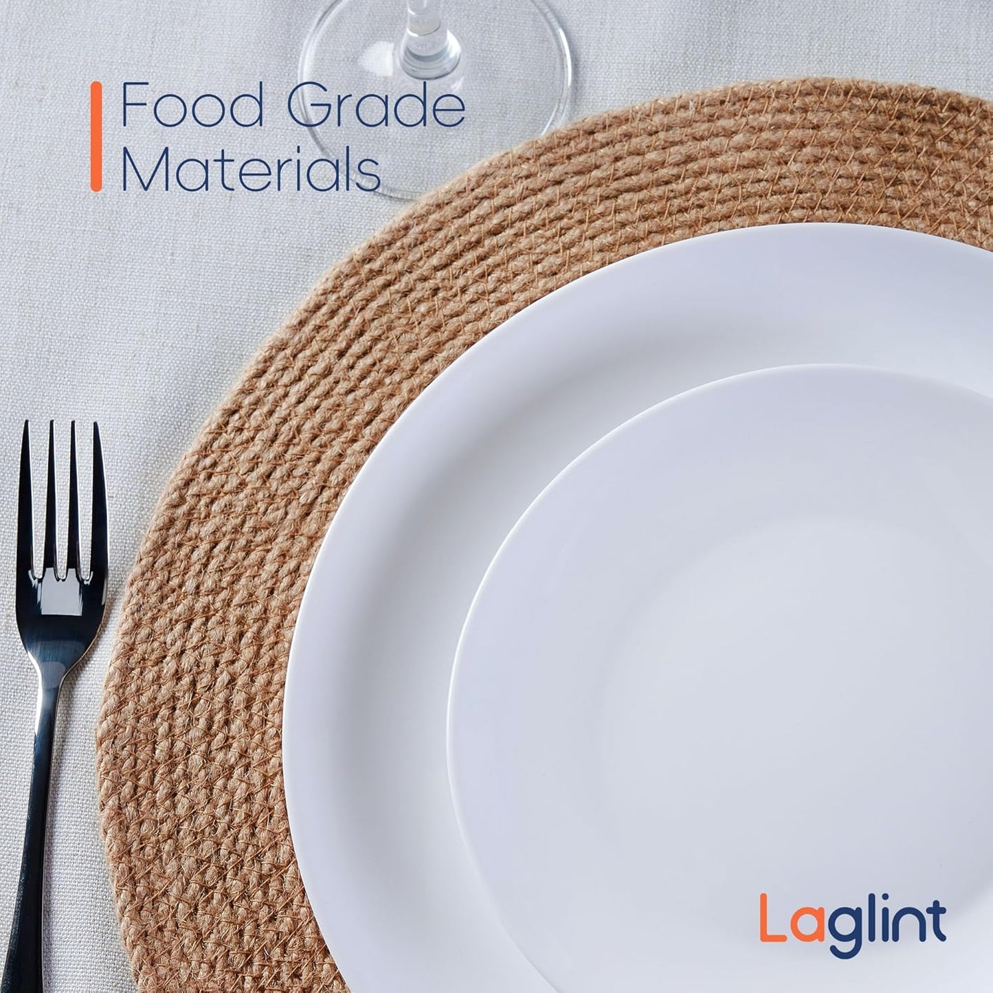 LaGlint Appetizer Plate Set - 7.5-Inch Lightweight Opal Glass | Round White Salad Plates, Dishwasher & Microwave Safe