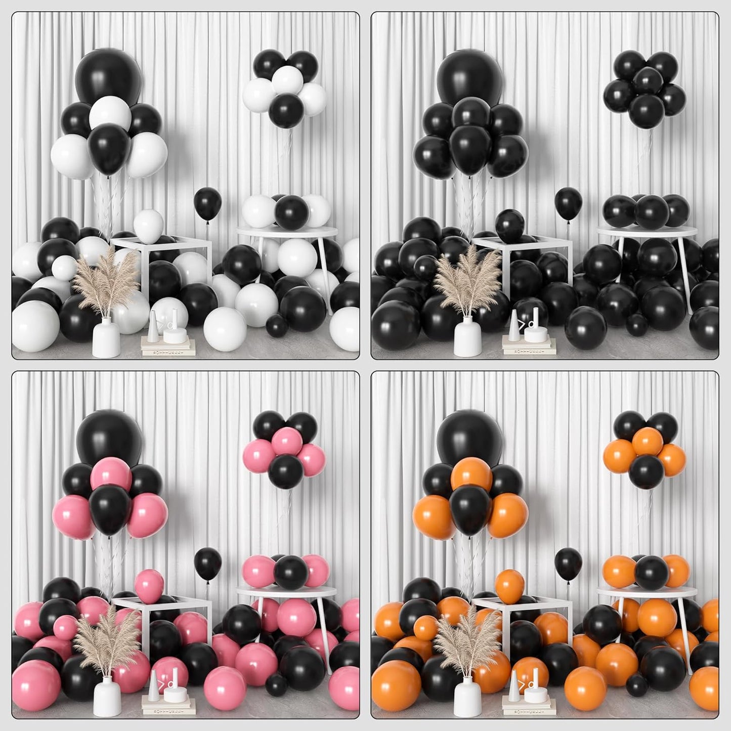 Amandir 153-Piece Black Balloon Arch Garland Kit - Matte Latex Balloons for Parties & Celebrations