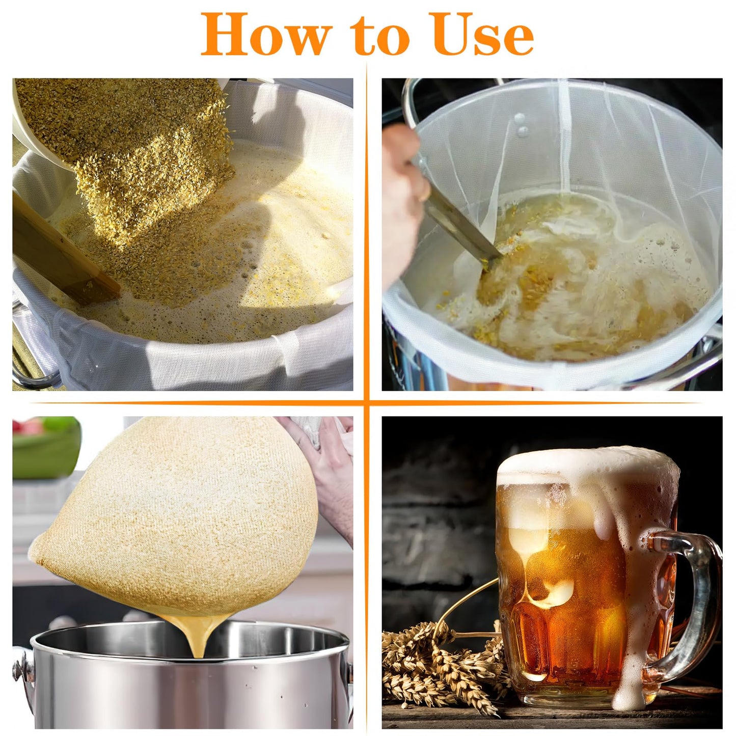 Brew Bags, 2 Pack Extra Large Reusable Straining Bag, 26"x22", 250 Micron Fine Mesh Strainer Bag with Adjustable Drawstring for Home Brewing Hops Grains Fruit Wine Beer Making Brew in a Bag Supplies