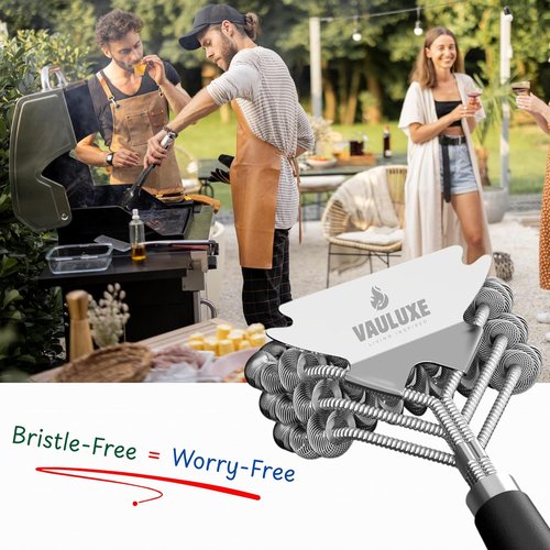 Bristle-Free Grill Brush by [Brand Name] - 18’’ BBQ Cleaner with Safe Spiral Head & Stainless Steel Handle | Perfect for Gas, Charcoal, and Weber Grills