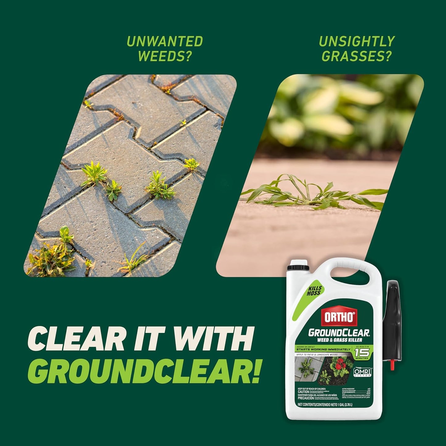 Ortho GroundClear Weed Killer - Comfort Wand for Easy Application | Kills Dandelions, Crabgrass & More - 1 Gallon
