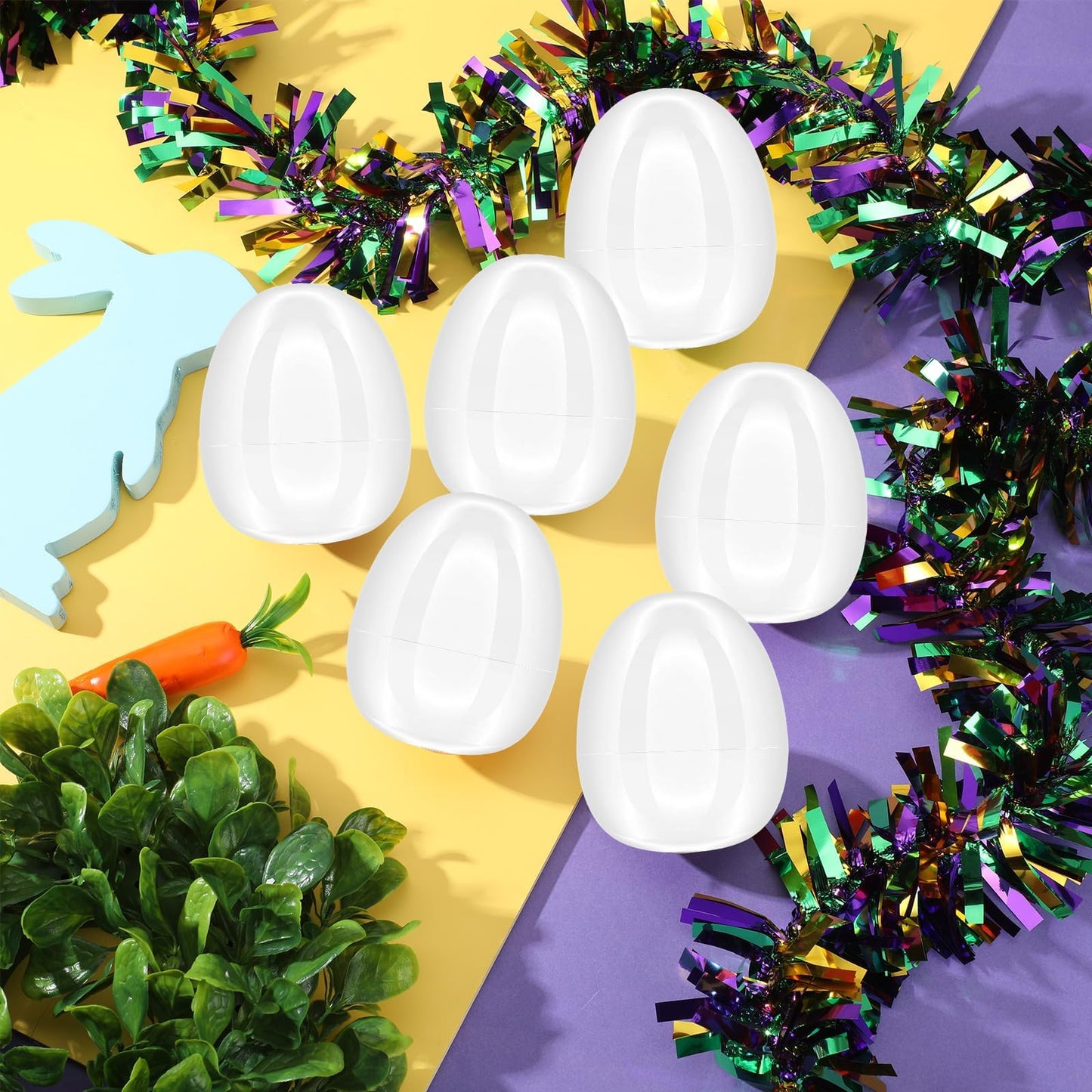 zsccxq 12 Pcs 4 Inch White Fillable Empty Plastic Easter Eggs Bright Easter Basket Stuffers for Easter Egg Hunt Surprise For Party Favor Decorations Boys Girls (White, 12)