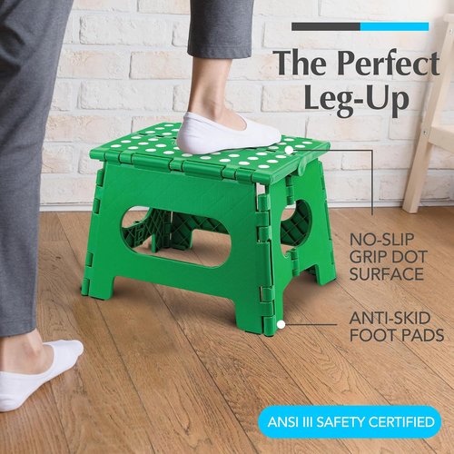 Handy Laundry Folding Step Stool - Lightweight & Sturdy for Adults and Kids - Easy One-Flip Design | Green