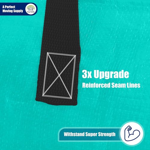 Cosy Family Extra Large Moving Bags - 8 Pack with Strong Handles & Backpack Straps, Space-Saving Storage Totes in Aquamarine