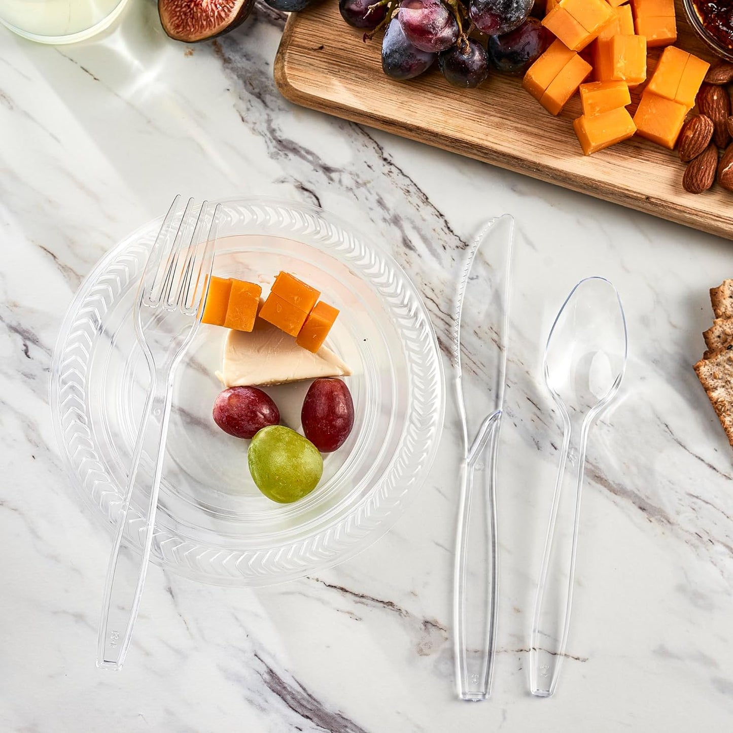 Plasticpro Heavyweight Clear Plastic Cutlery - 100 Count Disposable Utensils for Parties & Events