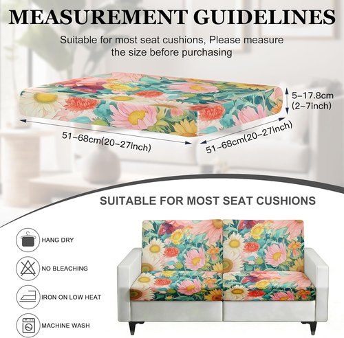 BIETYONE Patio Cushion Covers - 4Pcs Stretch Slipcovers for Outdoor Sofa | Washable & Reusable