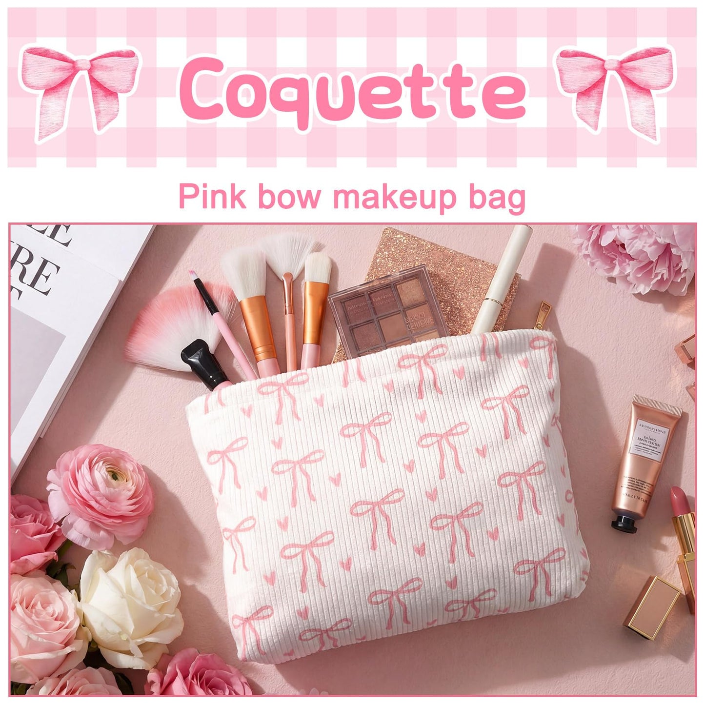 Willinglong 10 Pcs Gift Basket for Teen Girl Coquette Pink Bow Basket Stuffers for Women Coquette Bow Birthday Gift Box for Sister Daughter Friends