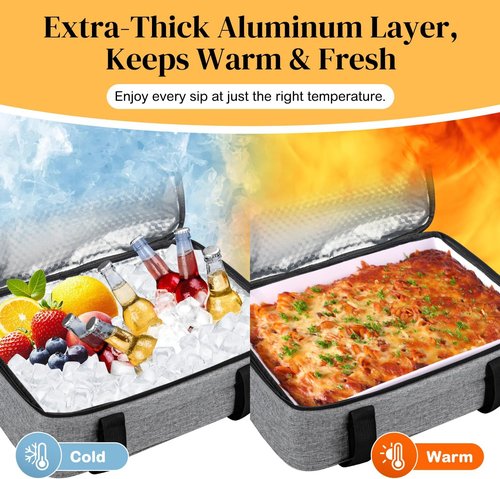 Coobiiya Insulated Casserole Carrier - Thermal Tote Bag Keeps Food Hot or Cold | Fits 9" x 13" Baking Dish