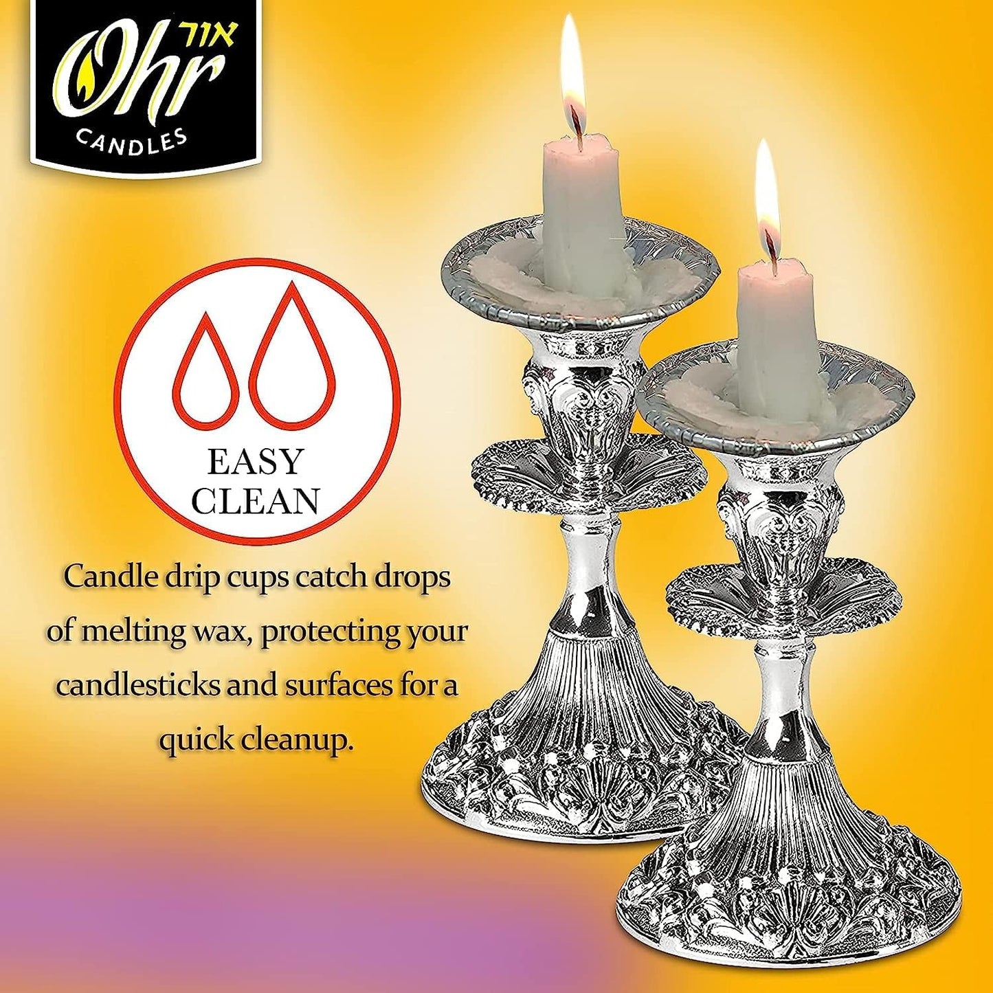 OHR Extra Heavy Disposable Aluminium Foil Candle Holders - 50 Pack Drip Cup Bobeches