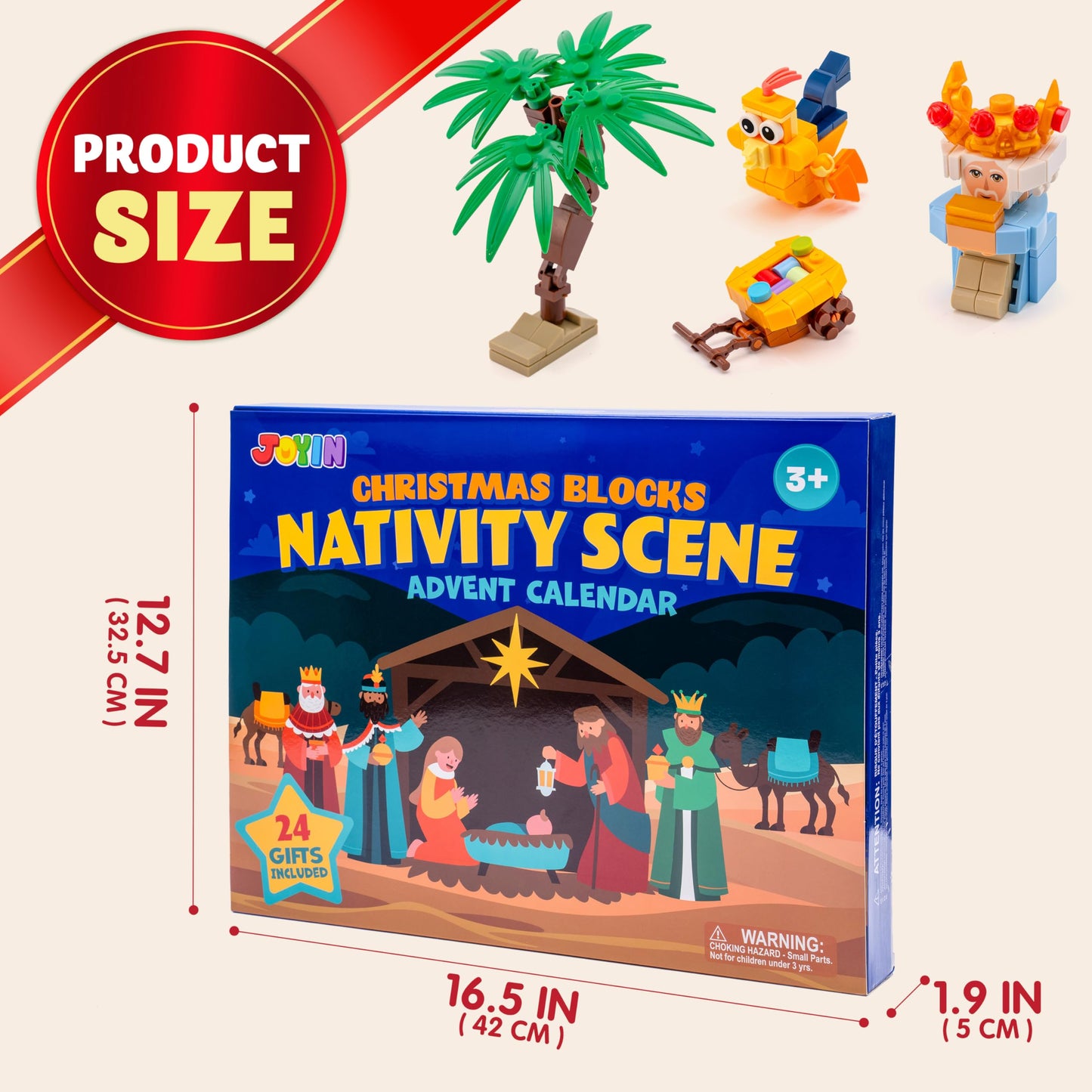 JOYIN 2025 Christmas Advent Calendar Nativity Figurine Set, Christmas Countdown Nativity Scene Set, 24 PCS Xmas Story Christian Religious Advent Calendar