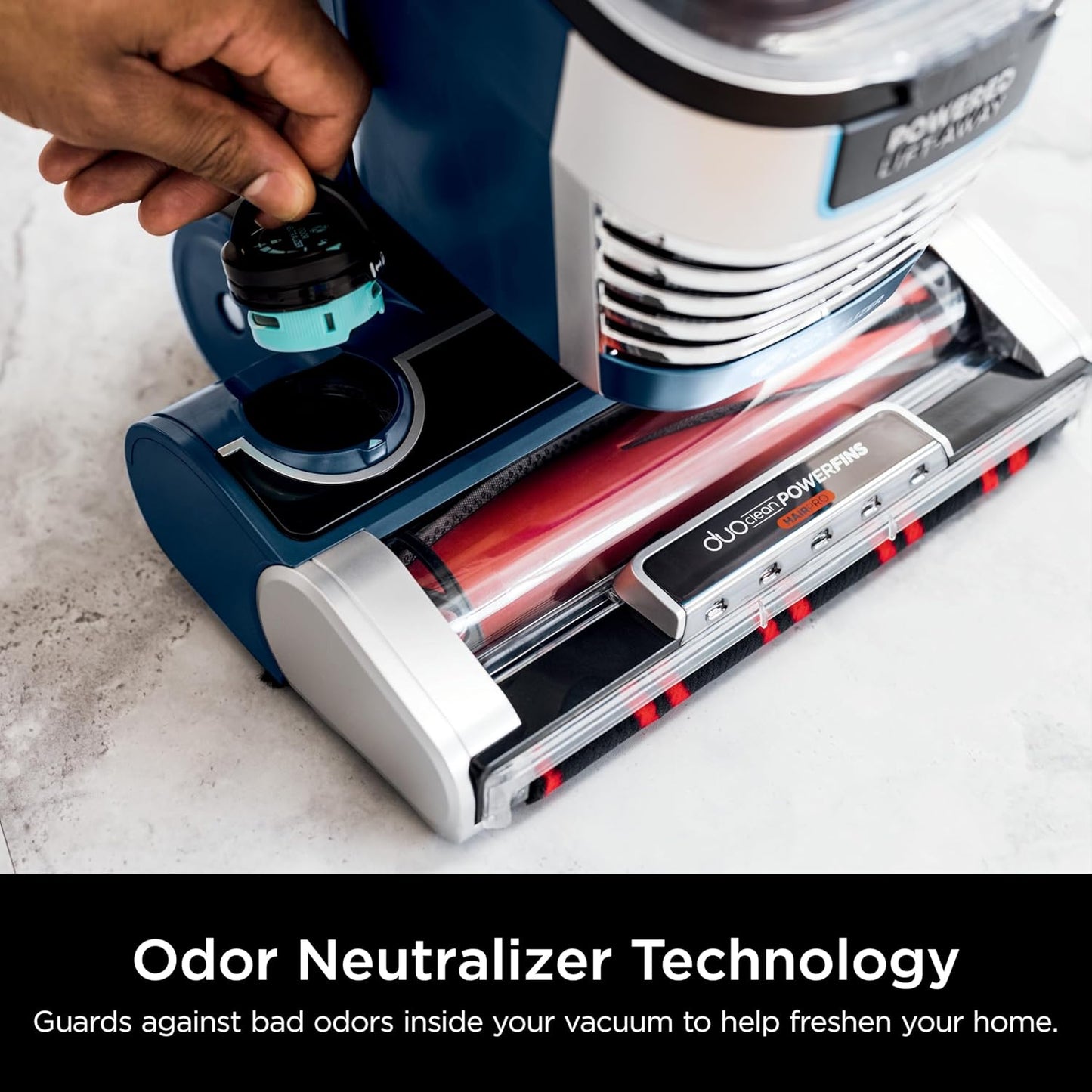 Shark Stratos Upright Vacuum - DuoClean PowerFins & HairPro | Self-Cleaning Brushroll, Navy AZ3002