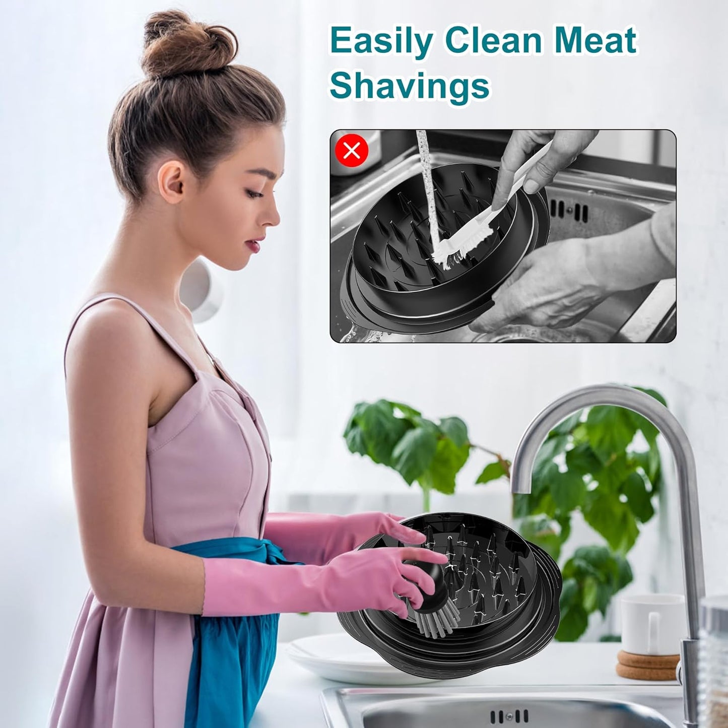 SURETIVIAN Chicken Shredder - Ergonomic Design with Extended Bristles & Scrub Grip | 1 Pack