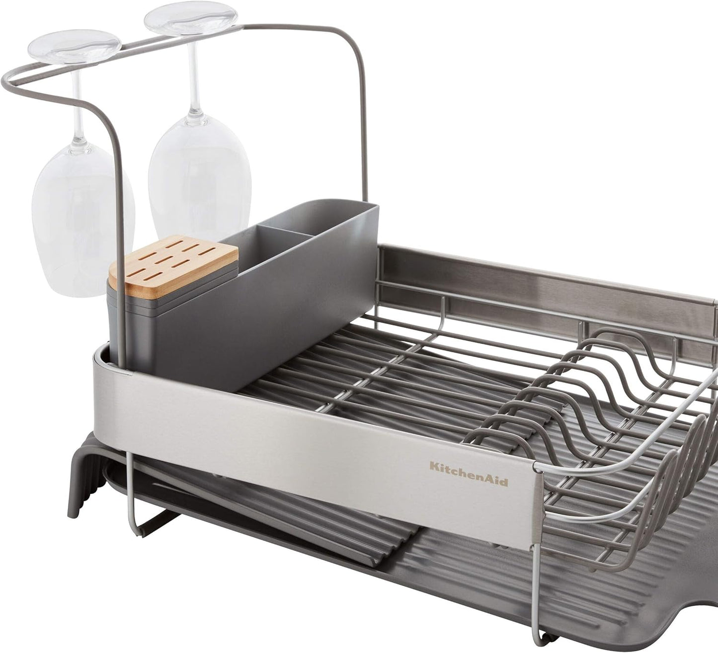 KitchenAid Dish Rack - Expandable, Rust Resistant, Self-Draining Design | 24-Inch, Charcoal Color