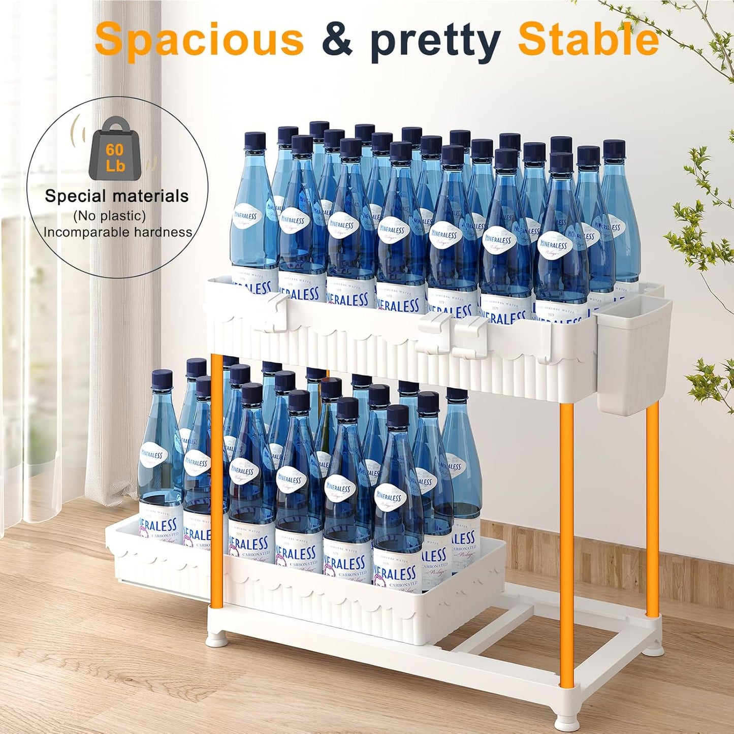 Sevenblue Under Sink Organizers - 2-Tier Kitchen & Bathroom Storage with Sliding Drawers | White, 14.8 Inch