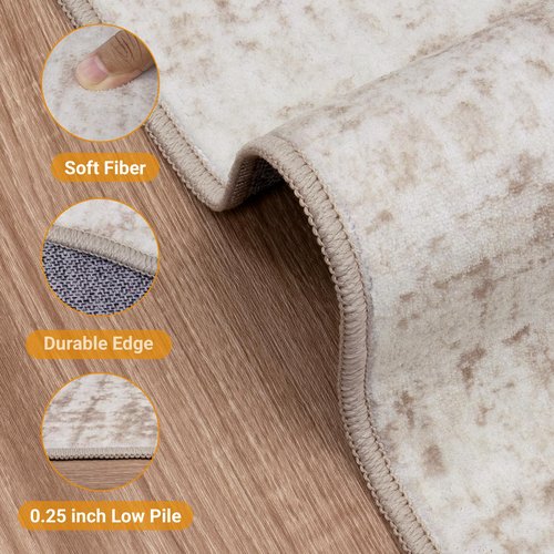 Area Rug 5x7 Washable Living Room Rugs: Large Abstract Soft Non Slip Area Rugs, Indoor Floor Non-Shedding Carpet for Bedroom Dining Room Kitchen Office Home/Dorm Decor,Beige