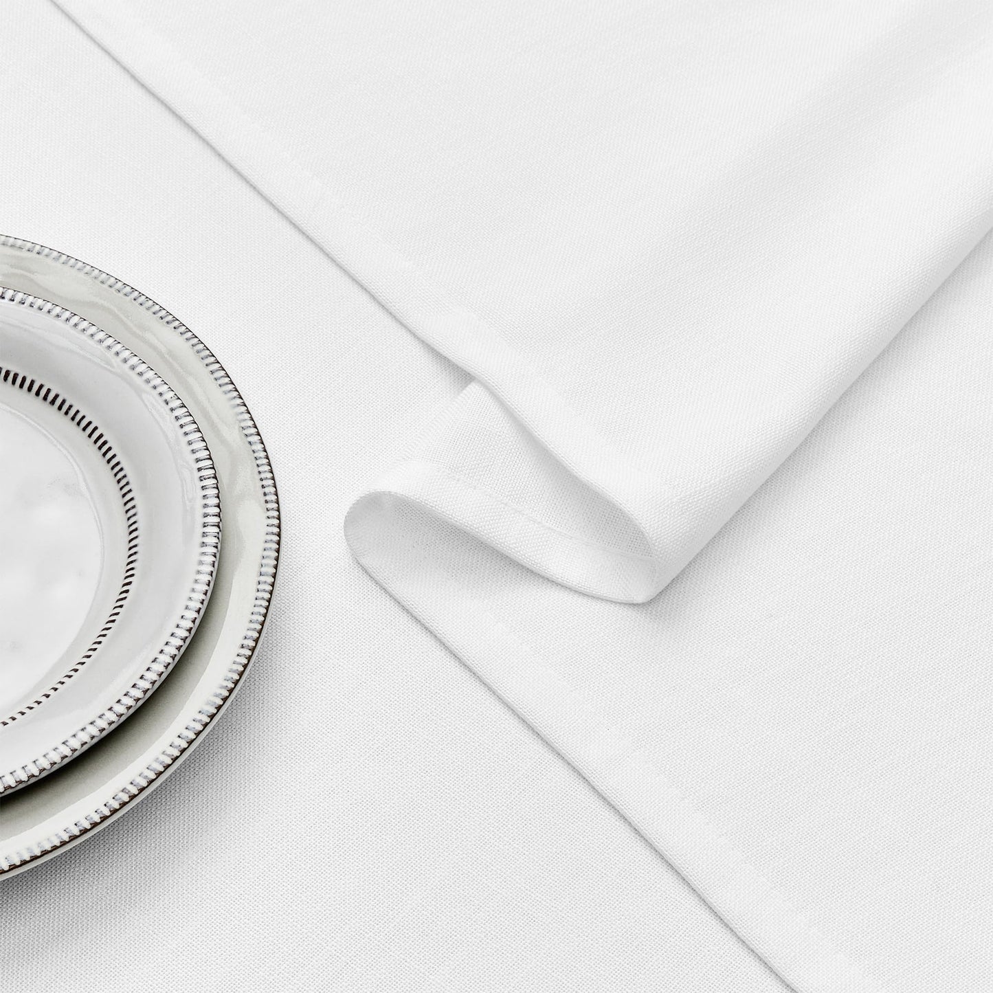 White Linen Tablecloth Rectangular 55 x 84 Modern Elegant Cotton Cloth Texured White Table Cloth for Rectangle Table Washable Fabric Tablecloth for Dining Wedding Banquet Party Thanksgiving Decor