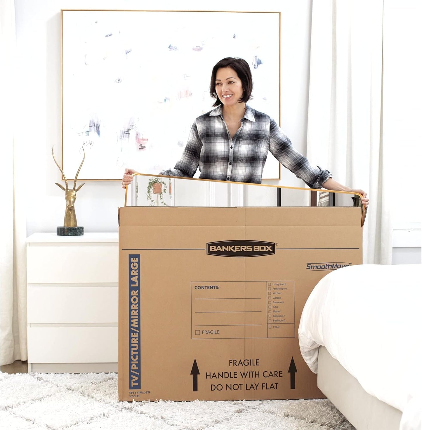 Bankers Box Moving Box - Large 4 Pack for TVs & Mirrors Up to 55" | 48" x 4" x 33" Dimensions