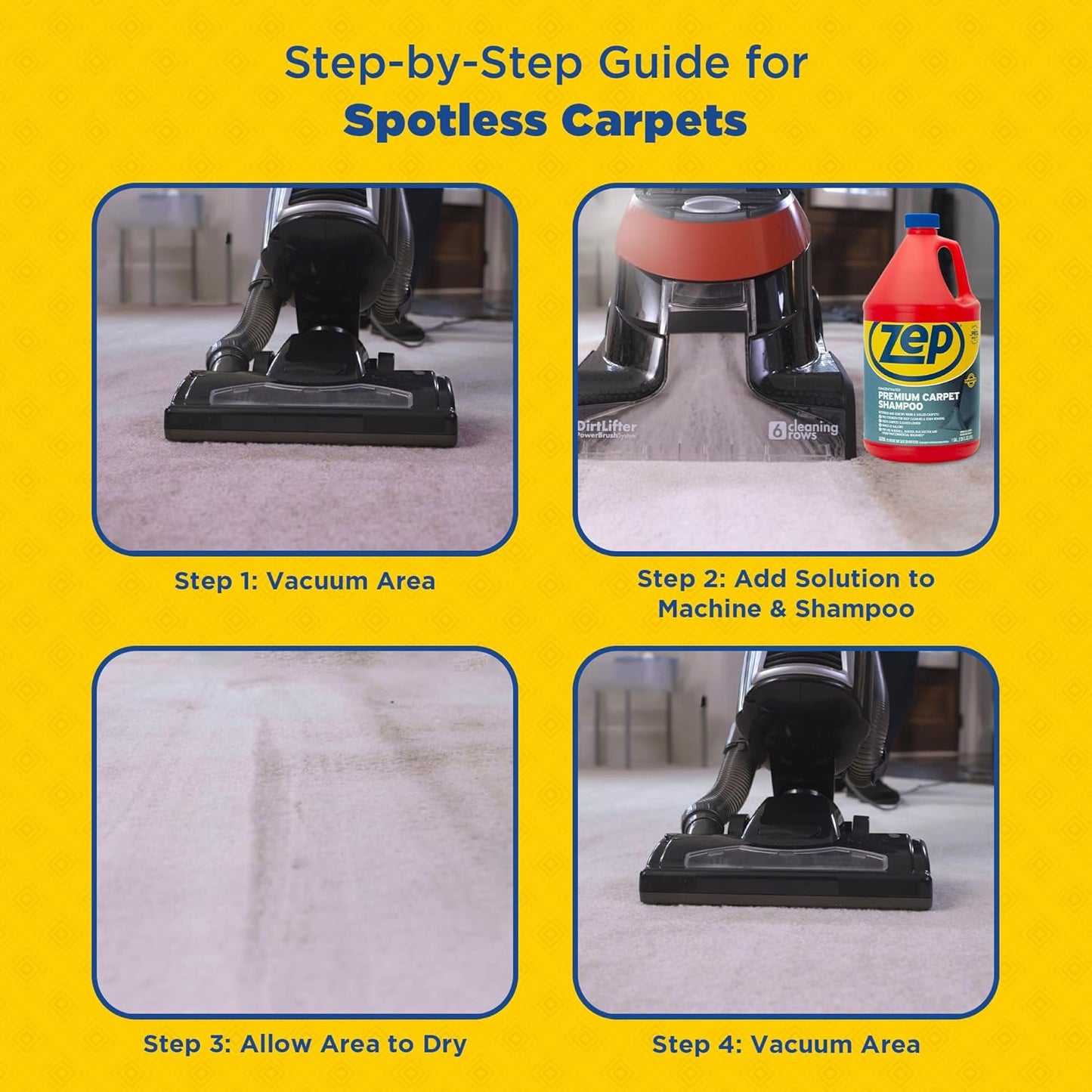 Zep Shampoo - Premium Carpet Cleaner - 64 Oz Bottle for Deep Cleaning and Stain Removal