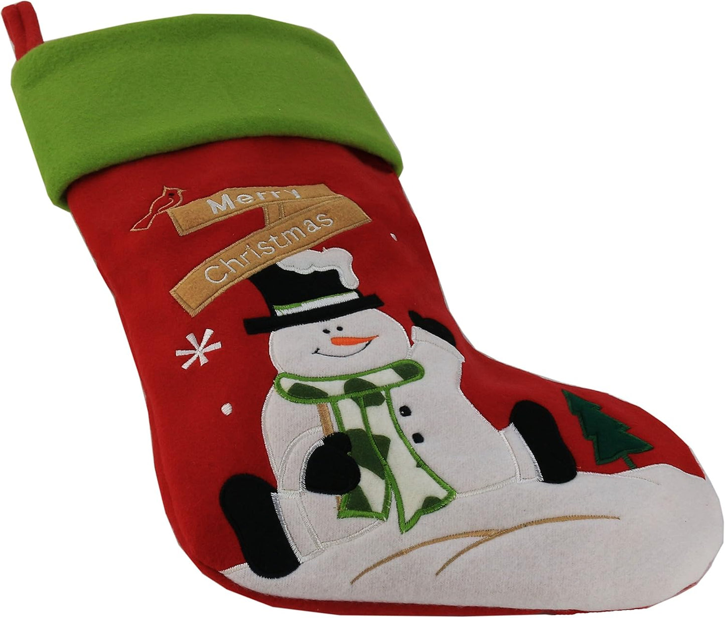 Classic Christmas Stockings Set of 2 - Santa & Snowman 17-Inch Holiday Decor