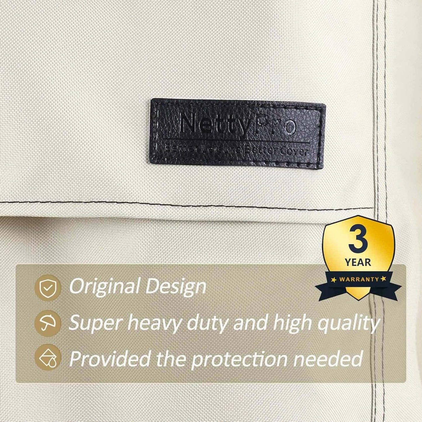NettyPro Patio Chair Covers - Waterproof Heavy-Duty Outdoor Furniture Protection | 2 Pack, Beige, 30W x 33D x 34H Inches