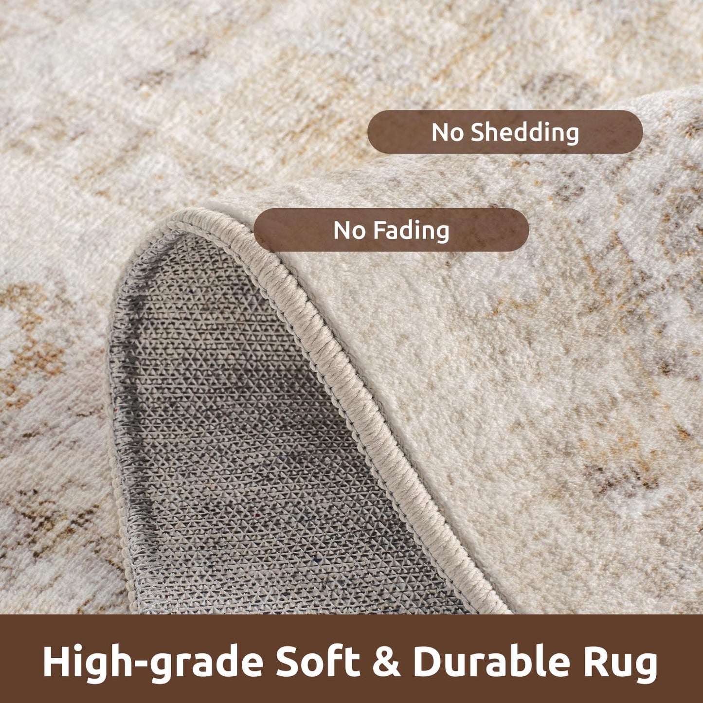 AMOAMI-4X6 Area Rugs for Living Room -Soft Vintage Bedroom Rugs-Non Slip Washable Rug-Throw for Living Room Bedroom Bedside Dining Room Office Beige