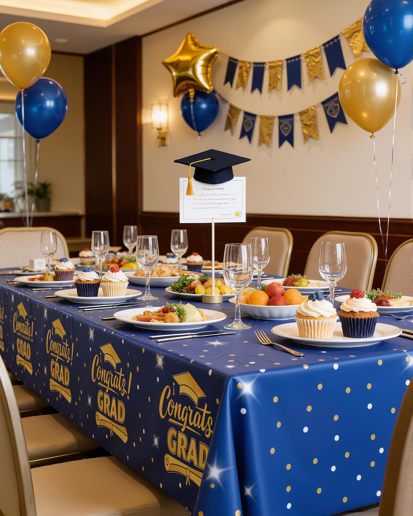 Niuara Blue Graduation Tablecloth 2026 – 4 Pack 54" x 108" Disposable Tablecloths for 6FT Tables, Class of 2026 Graduation Party Decorations & Supplies