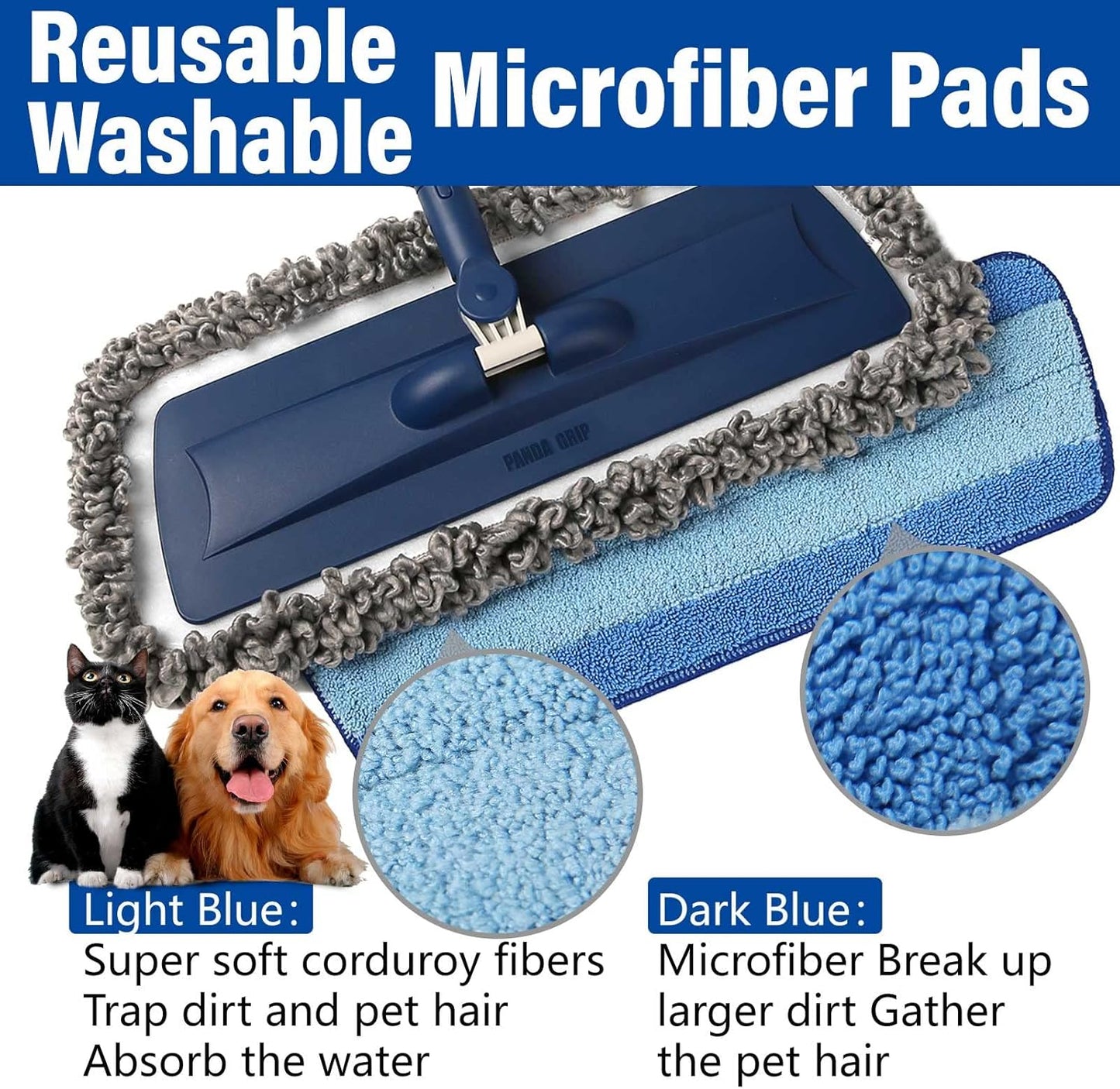 Skiennix Wet Spray Mop - 14 oz Refillable Bottle & 3 Washable Microfiber Pads | Ideal for Hardwood & Tile Floors