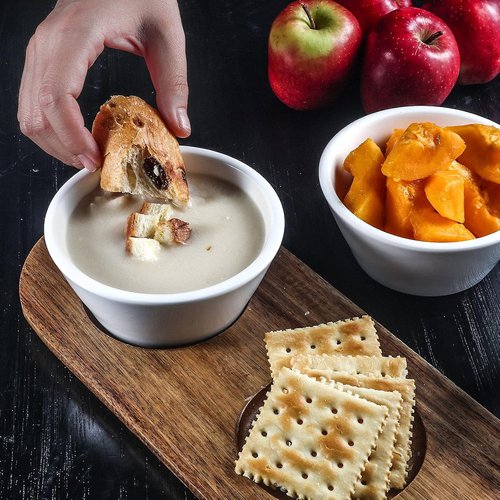 Artena 10oz Ultra-Fine Porcelain Chips and Dip Serving Platter - Acacia Tray & White Dipping Bowls