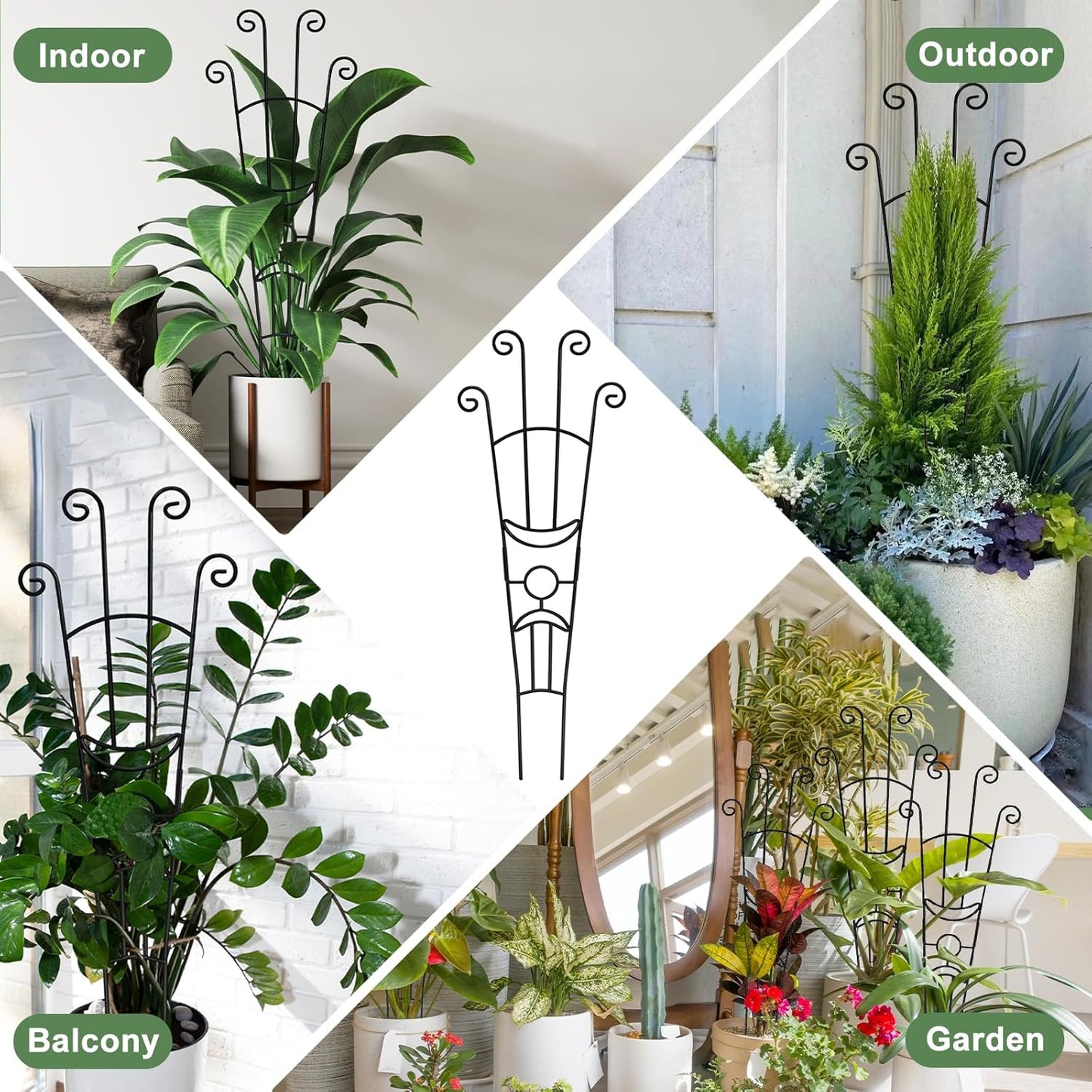 Monstera Plant Support Stakes by [Brand Name] - Durable Metal Trellis for Indoor Climbing Plants | 32.6in, 2-Pack
