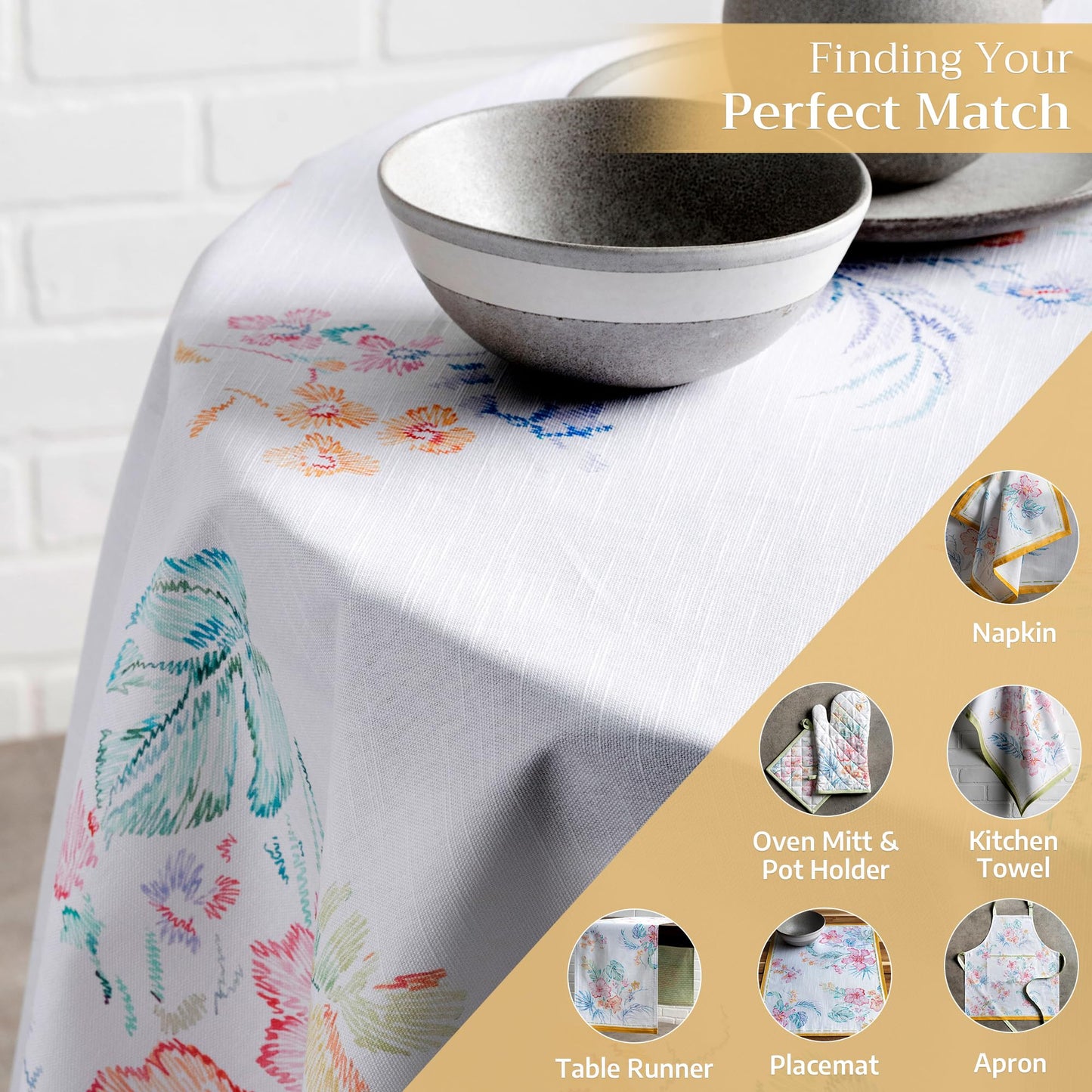 Maison d' Hermine Table Cloth Round Table 100% Cotton 69 Round Inches Tablecloth Reusable Decorative for Dining Kitchen Room Farmhouse Home Gifts for Mothers Day Spring Summer - Paradise Island
