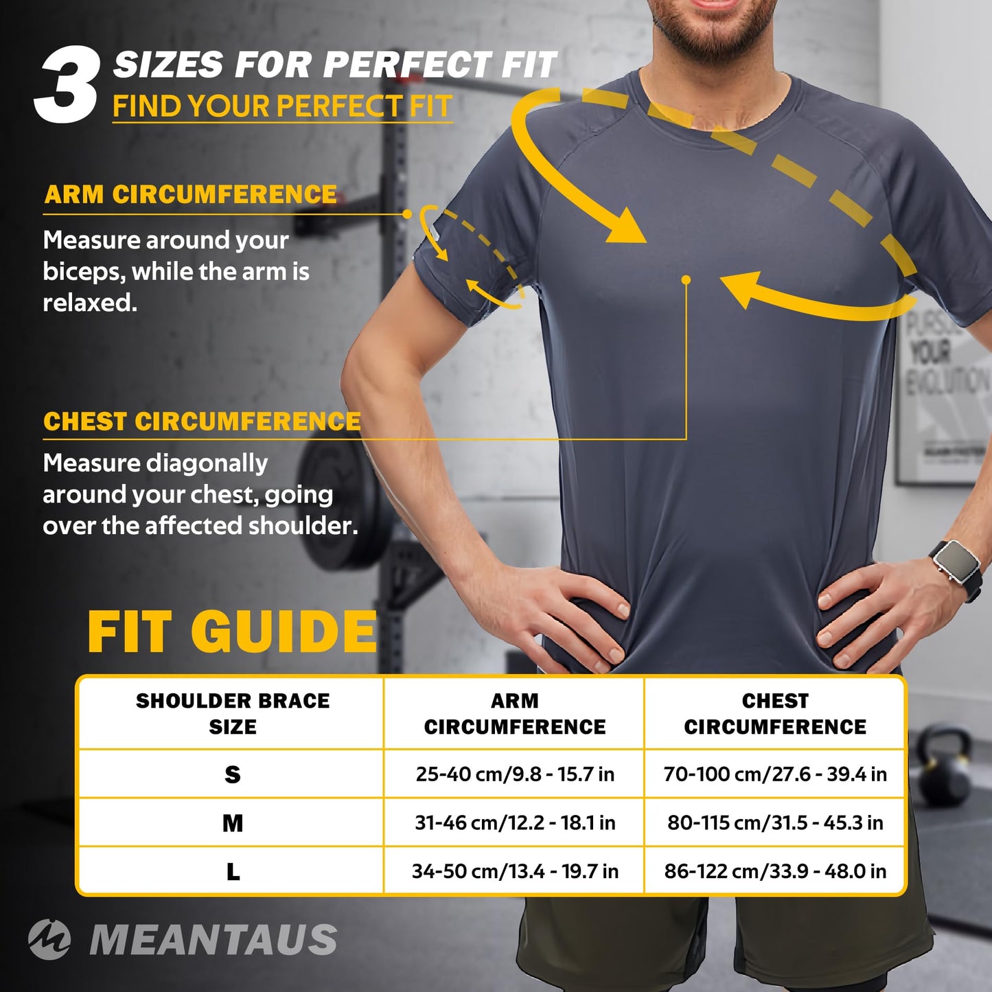 MEANTAUS Shoulder Brace – Comfortable Adjustable Support for Pain Relief & Recovery | Rotator Cuff Compression Sleeve Stabilizer for Sports, Gym & Injury Rehab | Fits Left/Right Shoulder, Men & Women (L)