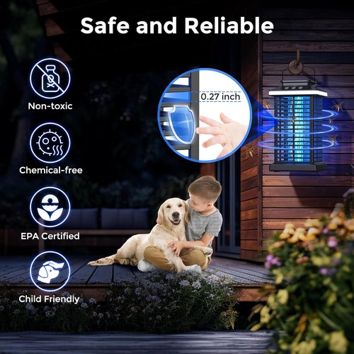 Bug Zapper | Portable 2-in-1 Mosquito Zapper with 5000mAh Battery & LED Night Light for Outdoor Use