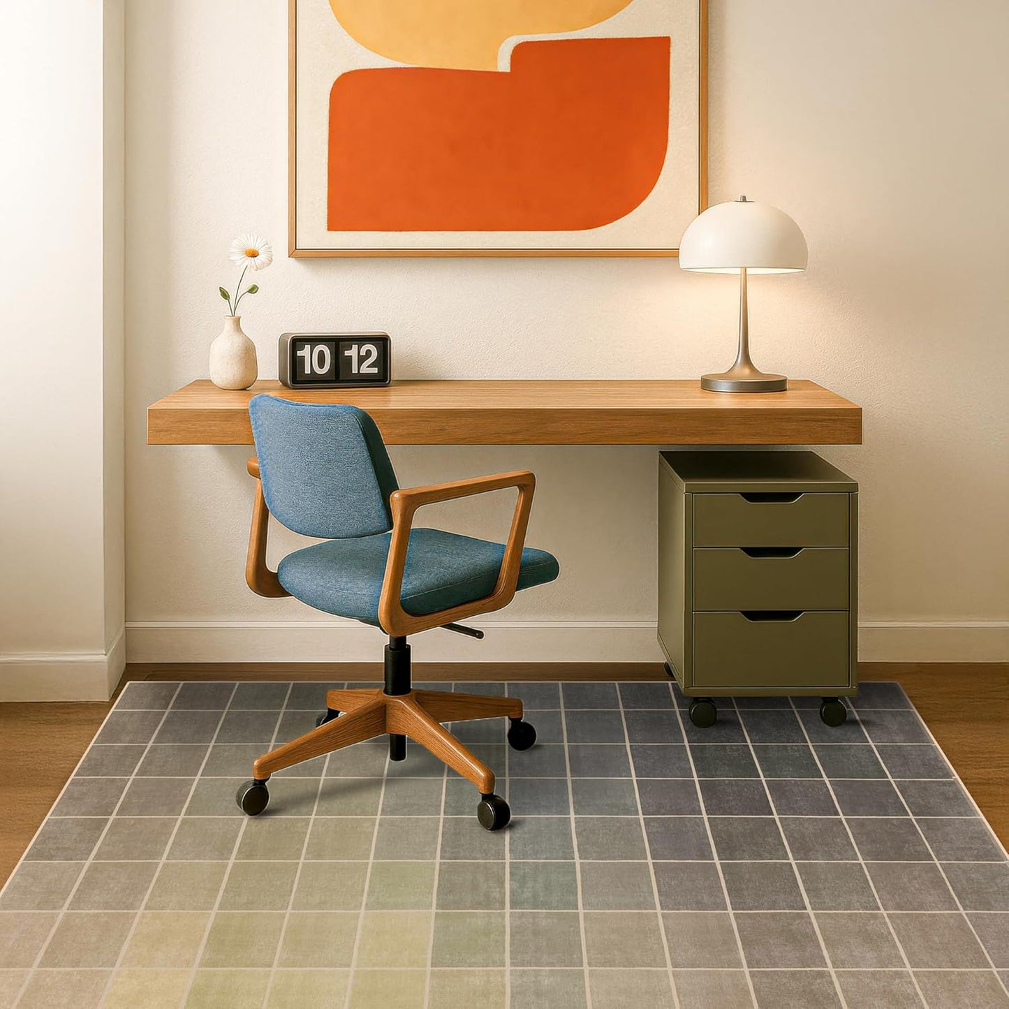 Washable Modern Office Rug by [Brand Name] - Non-Slip, Stain-Resistant 5x7 Gray & Beige Design
