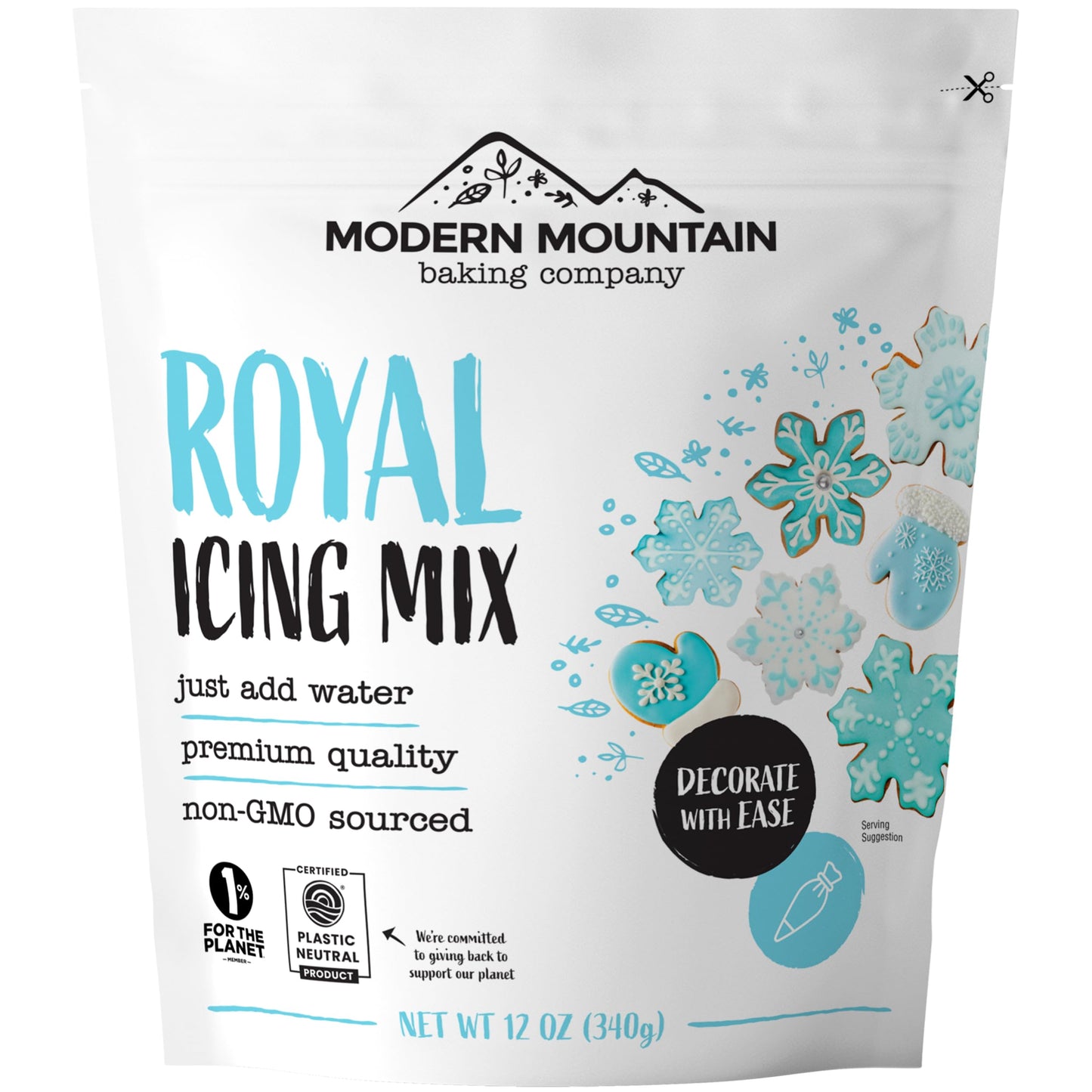 Royal Icing Mix (12oz) Premium Royal Icing for Sugar Cookies, Easy to Use, Achieve the Perfect Consistency, Tastes Amazing, Naturally Flavored, Certified Gluten Free, Non-GMO Sourced
